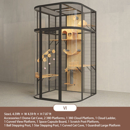 VI-Modern Black Cat Villa Full View Indoor Cat Home