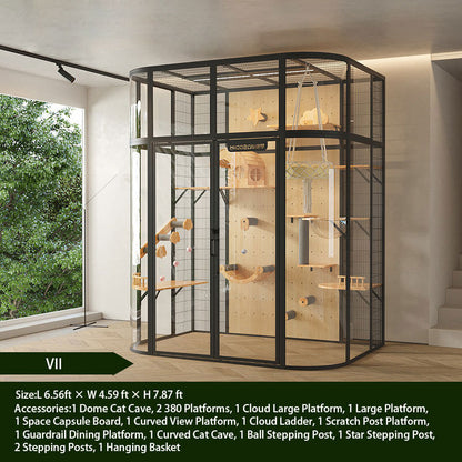 VII-Modern Black Cat Villa Full View Indoor Cat Home