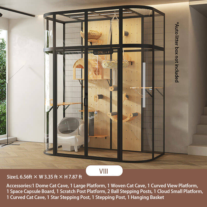 VIII-Modern Black Cat Villa Full View Indoor Cat Home