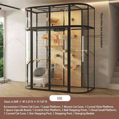 VIII-Modern Black Cat Villa Full View Indoor Cat Home