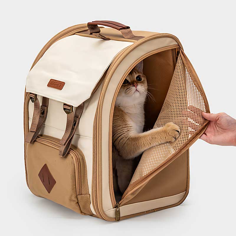Vintage Cat Carrier Bag Travel Backpack