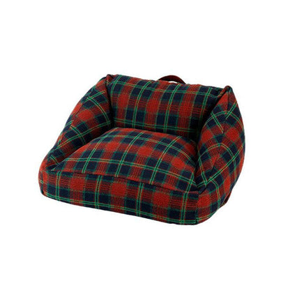 Vintage Plaid Cat Sofa Square Cat Bed