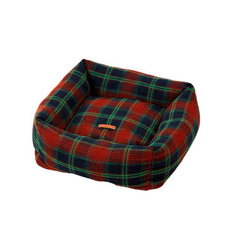Vintage Plaid Cat Sofa Square Cat Bed