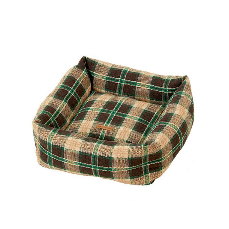 Vintage Plaid Cat Sofa Square Cat Bed