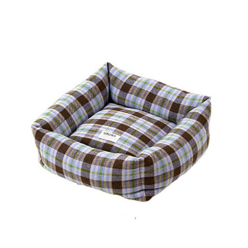 Vintage Plaid Cat Sofa Square Cat Bed