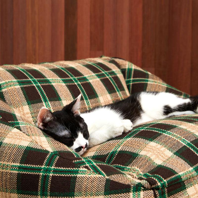 Vintage Plaid Cat Sofa Square Cat Bed