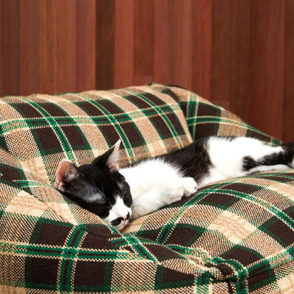 Vintage Plaid Cat Sofa Square Cat Bed