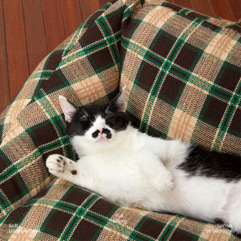 Vintage Plaid Cat Sofa Square Cat Bed