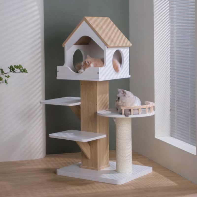Wooden House Cat Climbing Frame Tower Tree