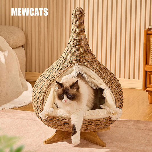 Woven Teardrop Elevated Cat Bed