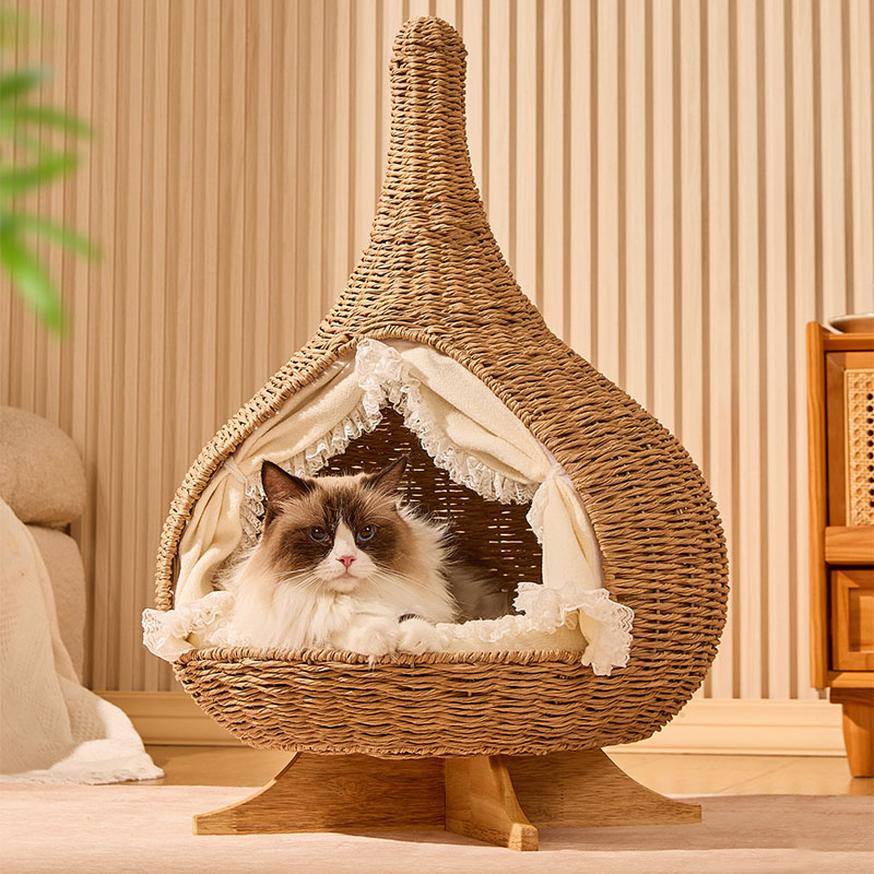 Woven Teardrop Elevated Cat Bed