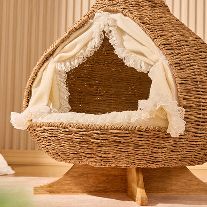 Woven Teardrop Elevated Cat Bed