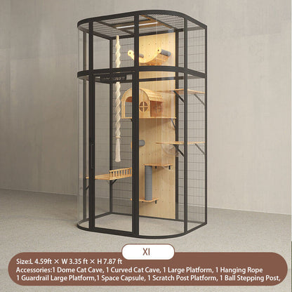 XI-Modern Black Cat Villa Full View Indoor Cat Home