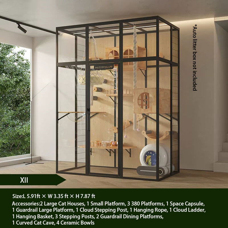 XII-Modern Black Cat Villa Full View Indoor Cat Home
