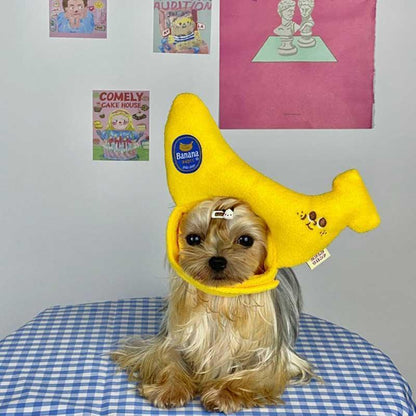 Banana Plush Cat Headgear Funny Pet Cone