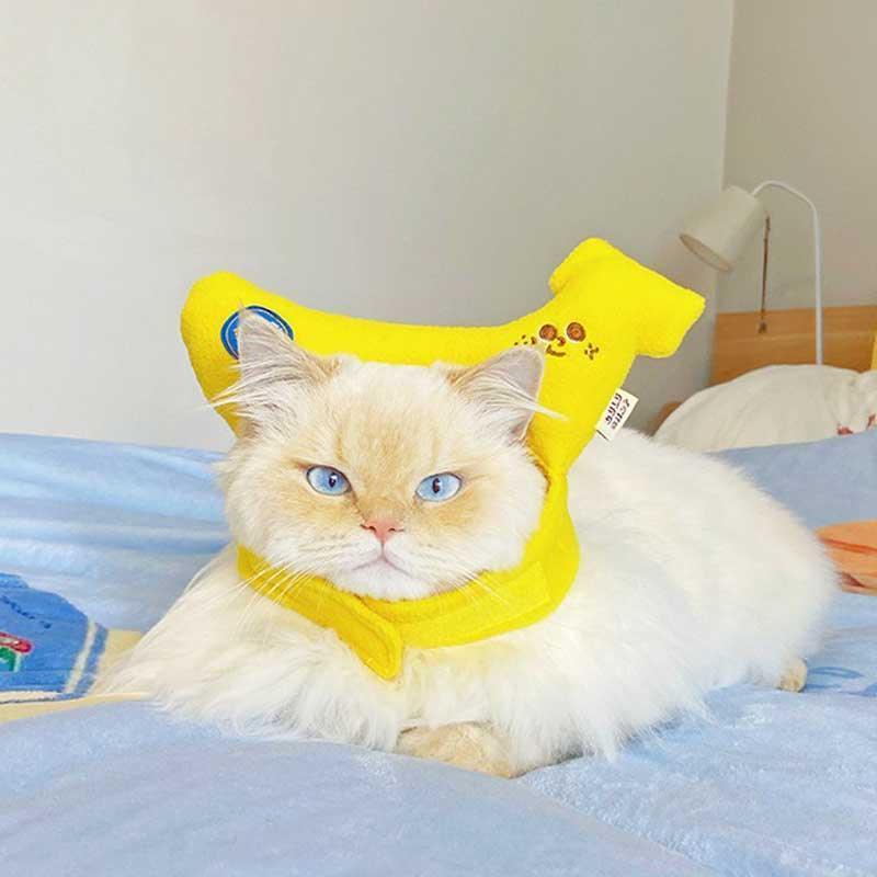 Banana Plush Cat Headgear Funny Pet Cone