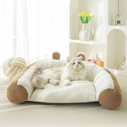 Bear Cuddle Couch Cat Bed Sofa 2 Style Warm Mat - MEWCATS