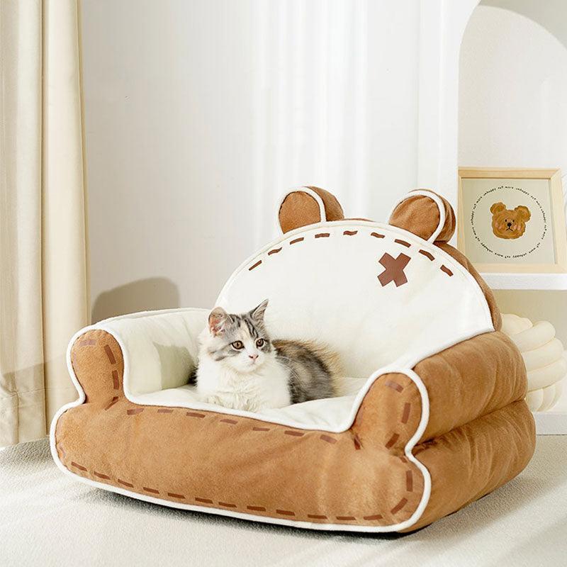 Bear Cuddle Couch Cat Bed Sofa 2 Style Warm Mat - MEWCATS