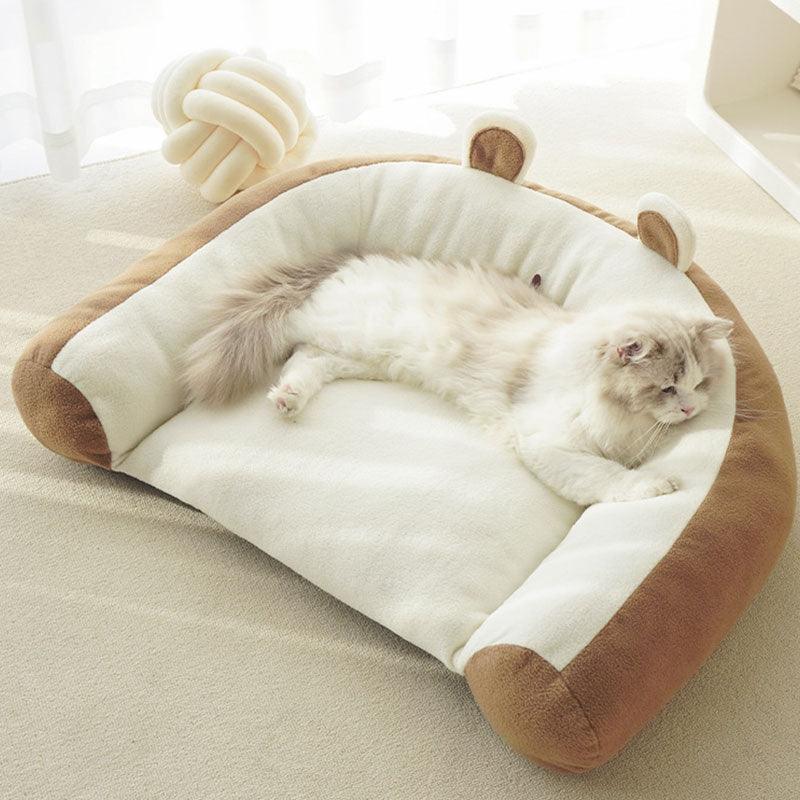 Bear Cuddle Couch Cat Bed Sofa 2 Style Warm Mat