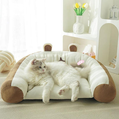 Bear Cuddle Couch Cat Bed Sofa 2 Style Warm Mat - MEWCATS