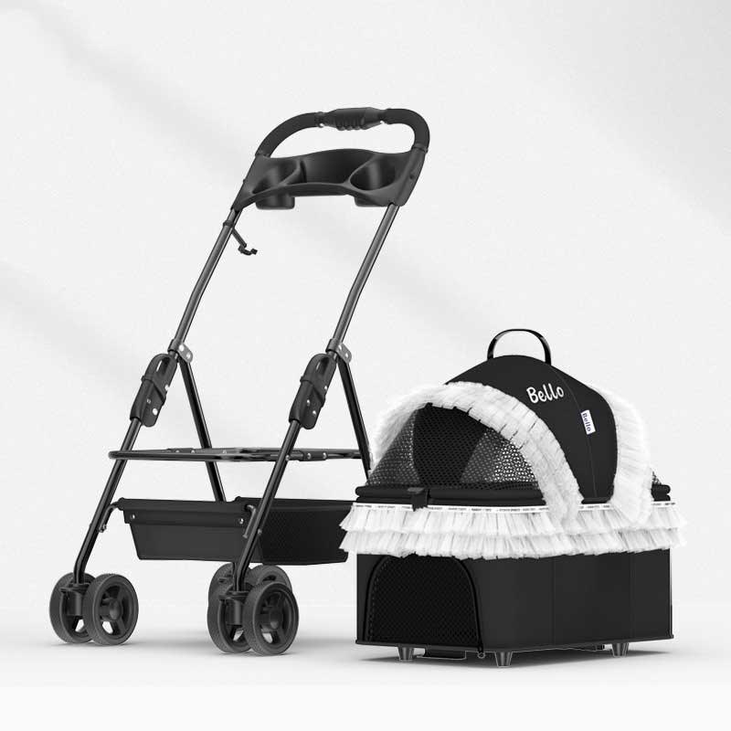 Detachable Cat Stroller 3 Style Carrier Handbag On White Wheels