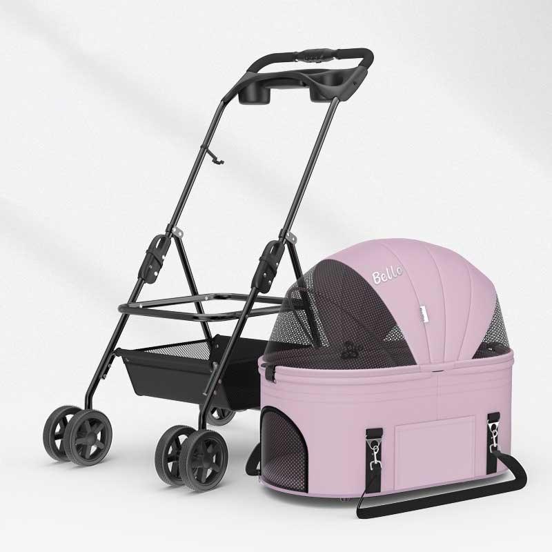 Detachable Cat Stroller 3 Style Carrier Handbag On Pink Wheels
