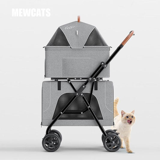 Detachable Double Stroller 3 Color Cat Carrier with Wheels