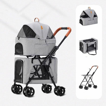 Detachable Double Stroller 3 Color Cat Carrier with Wheels