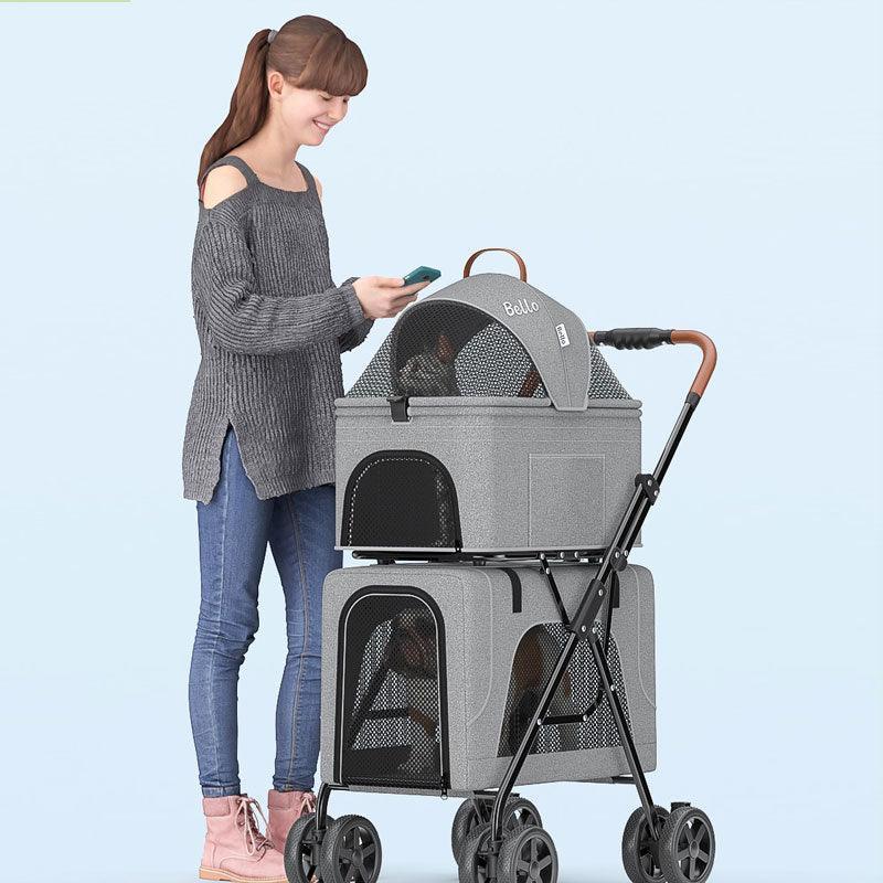 Detachable Double Stroller 3 Color Cat Carrier with Wheels