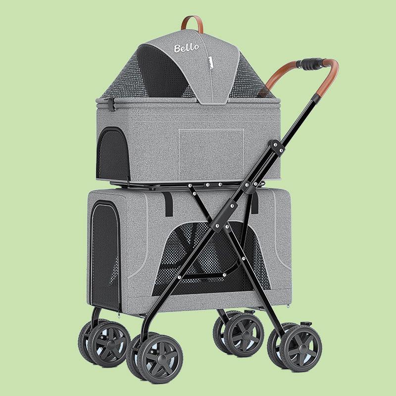 Detachable Double Stroller 3 Color Cat Grey Carrier with Wheels