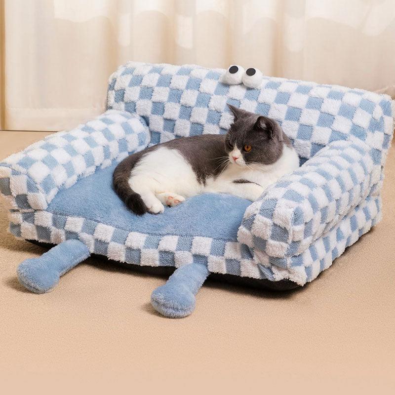 Big Eye Warm Cat Sofa Blue Couch Bed