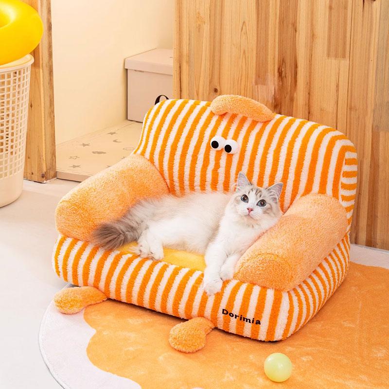 Big Eye Warm Cat Sofa Blue Couch Bed - MEWCATS