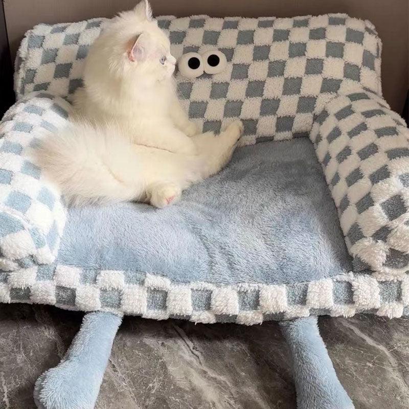 Big Eye Warm Cat Sofa Blue Couch Bed