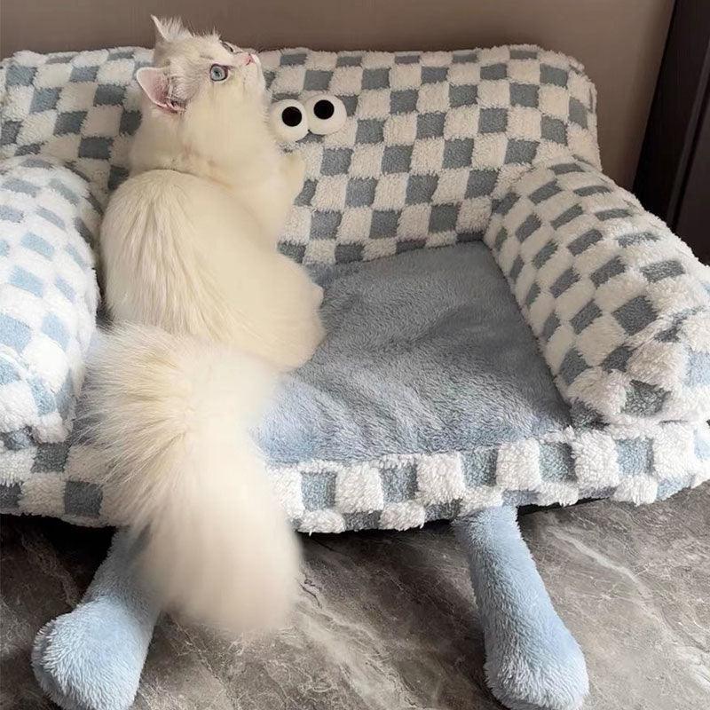 Big Eye Warm Cat Sofa Blue Couch Bed