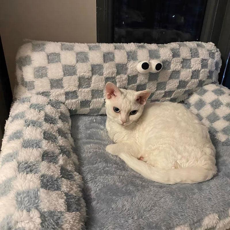 Big Eye Warm Cat Sofa Blue Couch Bed