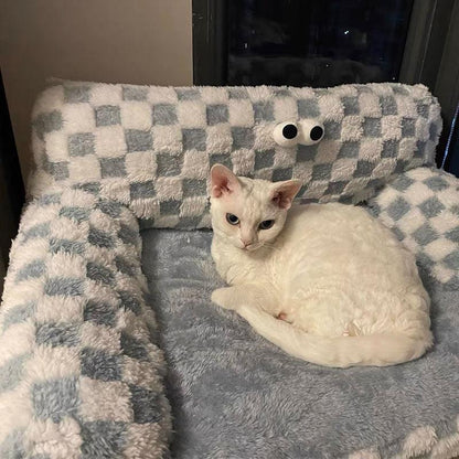 Big Eye Warm Cat Sofa Blue Couch Bed
