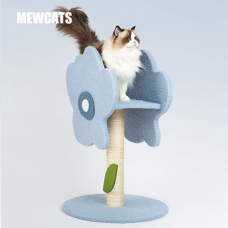Blue Flower Cat Climbing Frame Sisal Column Cat Tree - MEWCATS