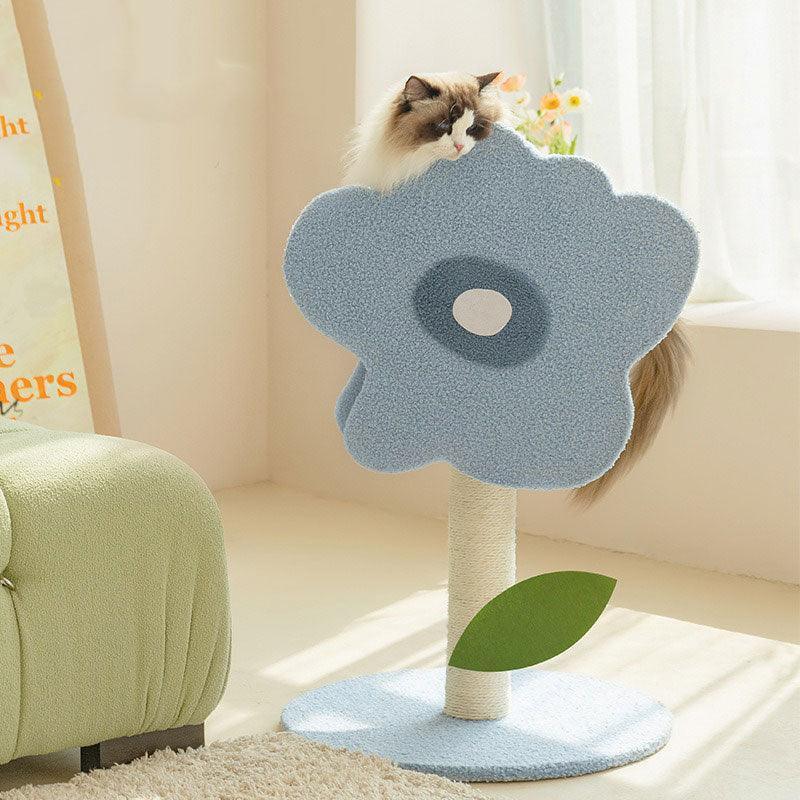 Blue Flower Cat Climbing Frame Sisal Column Cat Tree - MEWCATS