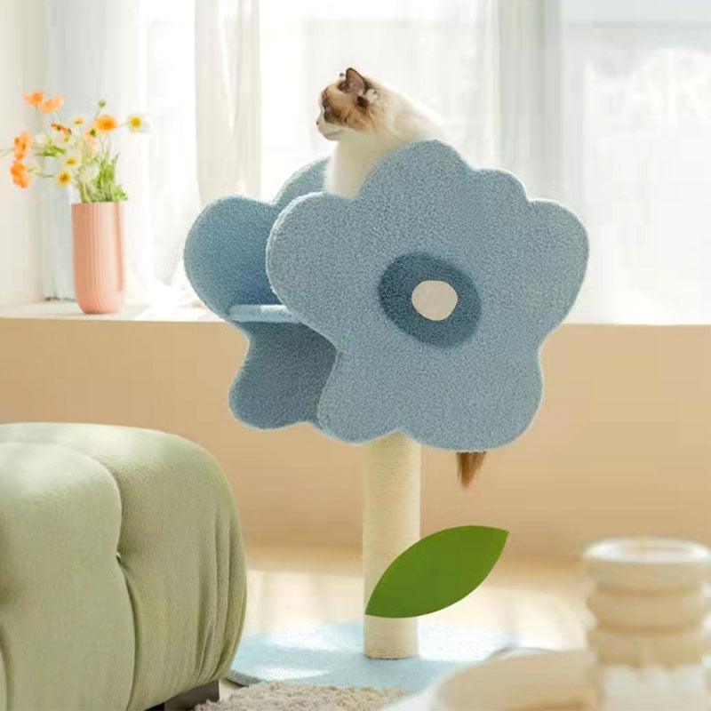 Blue Flower Cat Climbing Frame Sisal Column Cat Tree