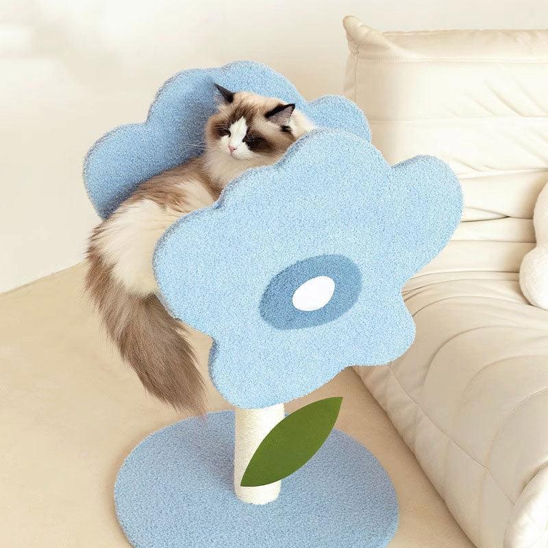 Blue Flower Cat Climbing Frame Sisal Column Cat Tree