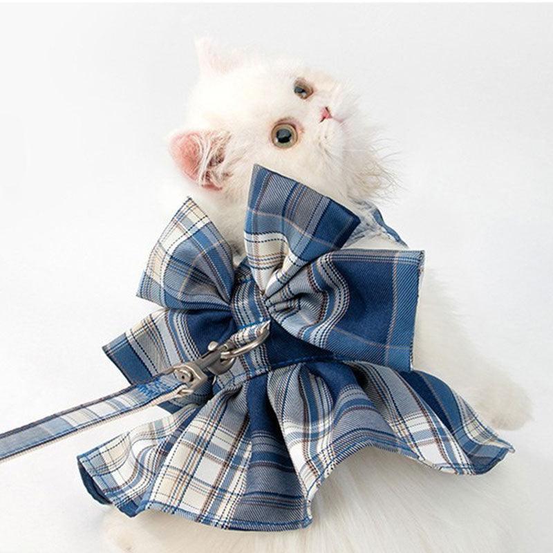 Cat Harness JK Bow Tie 3 Color Hiking Leash Set