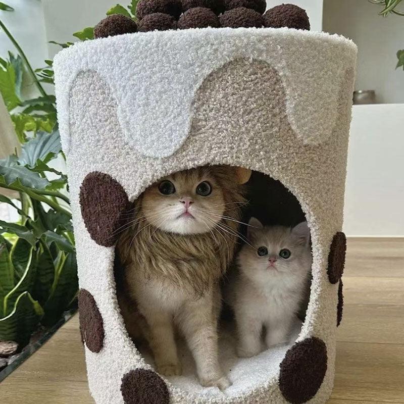 Bubble Milk Tea 3 Color Cat Cave Bed - MEWCATS