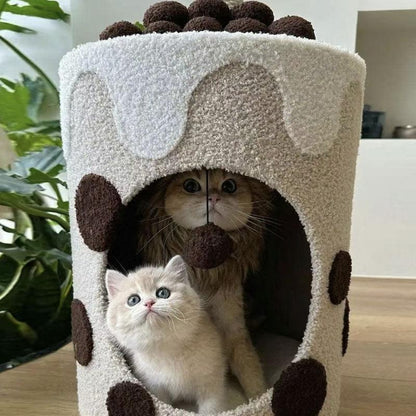 Bubble Milk Tea 3 Color Cat Cave Bed - MEWCATS