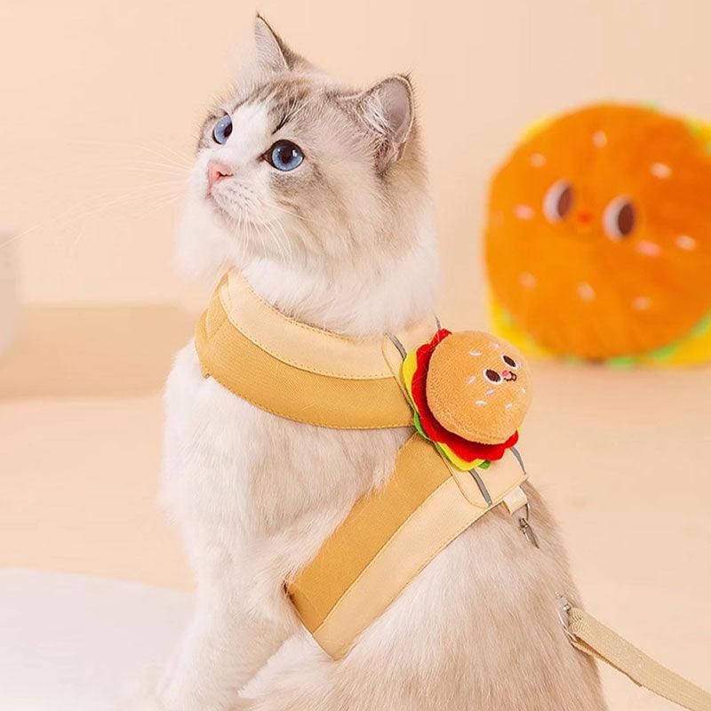 Burger Fries Cute Cat Leash Harness - MEWCATS