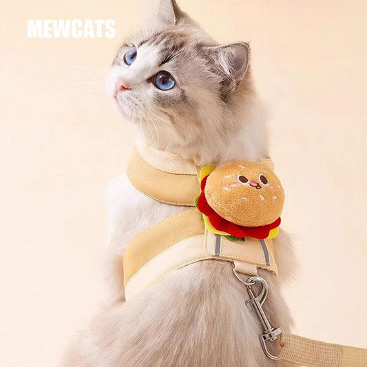 Burger Fries Cute Cat Leash Harness - MEWCATS