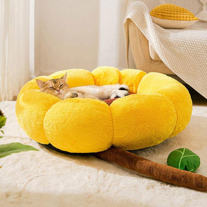 Sunflower Cat Bed Cute Mat Removable Washable Warm Cat Nest