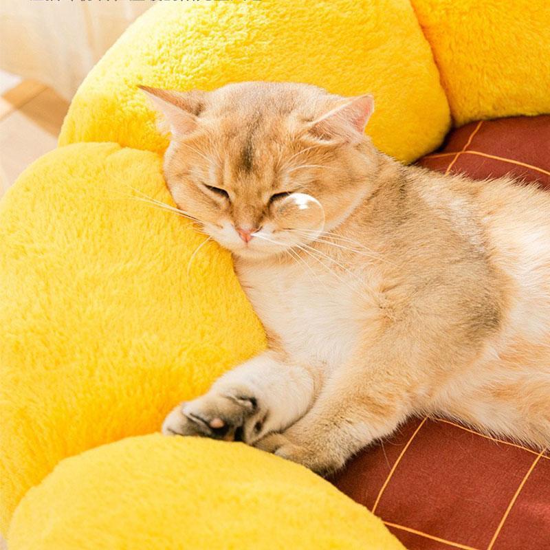 Sunflower Cat Bed Cute Mat Removable Washable Warm Cat Nest