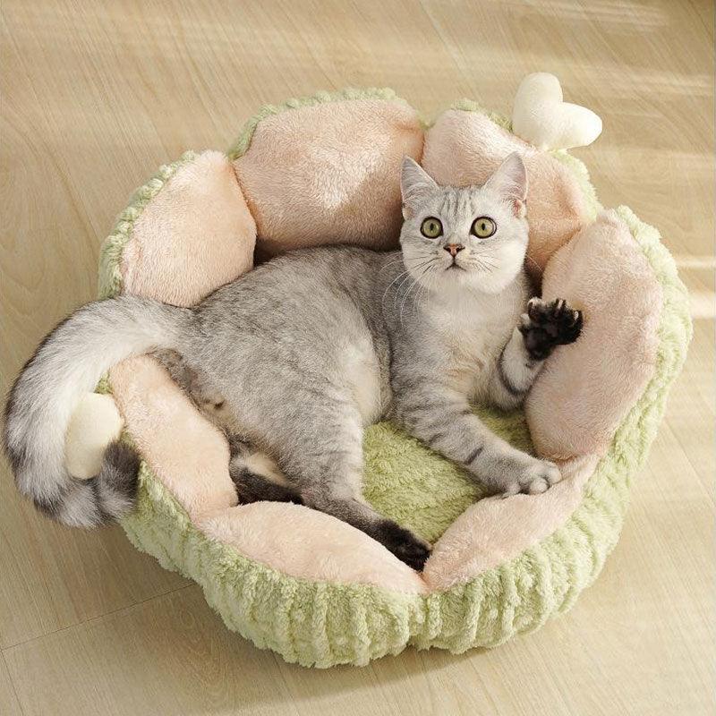 Cactus Cat Bed 2 Color Fluffy Warm Cat Nest - MEWCATS