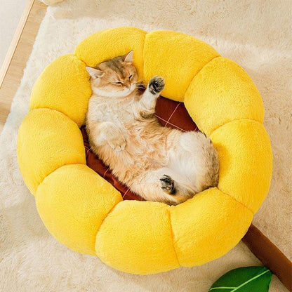 Sunflower Cat Bed Cute Mat Removable Washable Warm Cat Nest