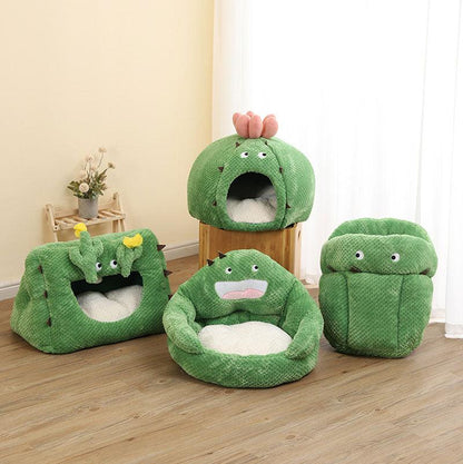 Cat Bed House 4 Style Cactus Shape Fluffy Soft Pet Nest Cushion Couch